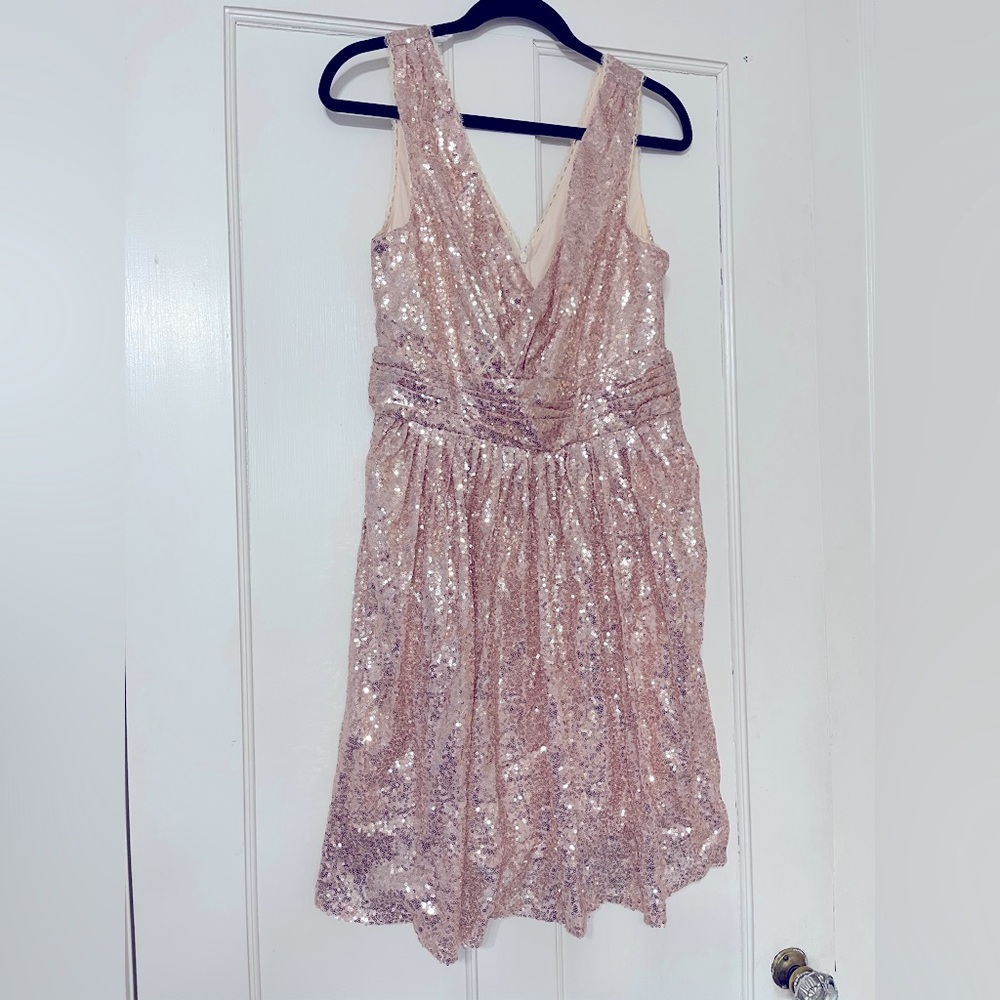 Katie Kasin Rose Gold Sparkling Sequin Dress